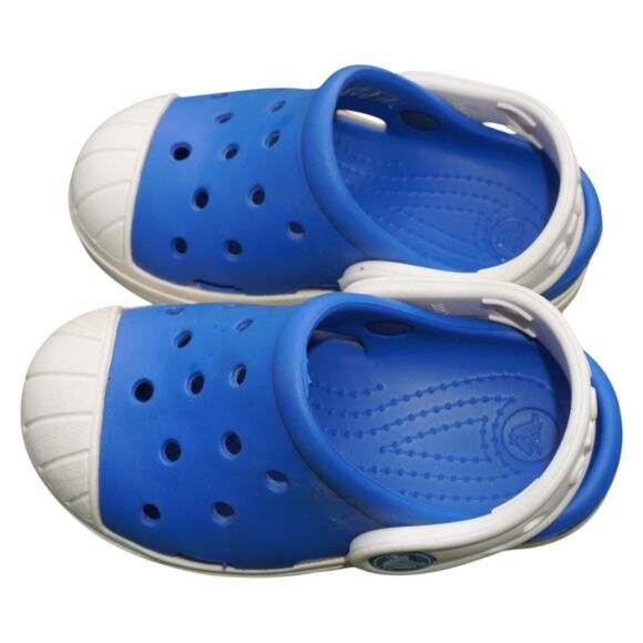Kids Crocs Blue & White Clog Sandals Size C6 Slip-On Comfort Shoes - Picture 2 of 7